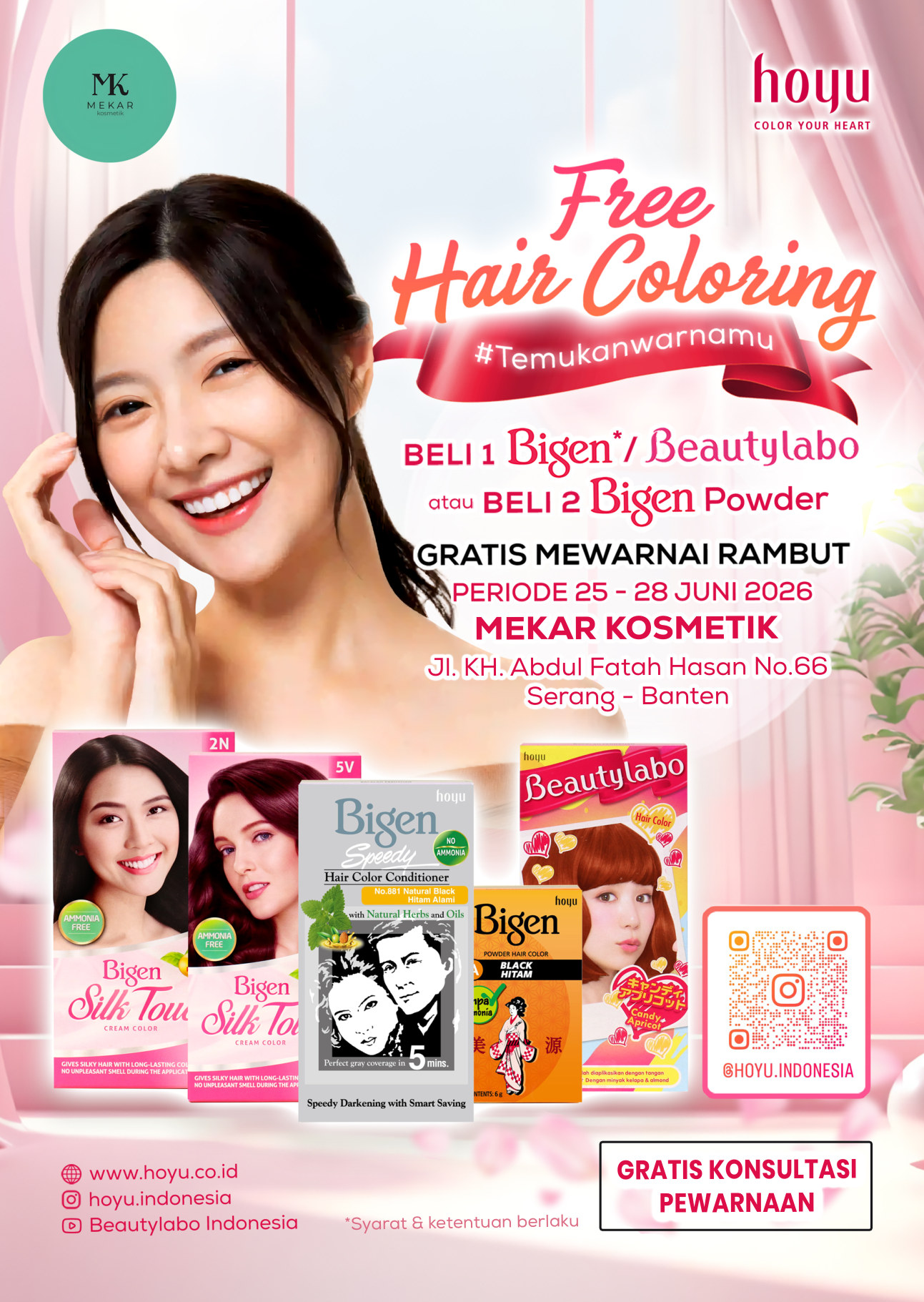 Free Hair Coloring di Mekar Kosmetik Serang